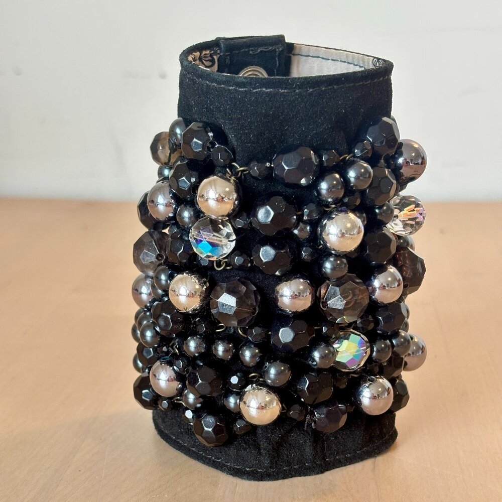 Beautiful Suede Cuff with black beading